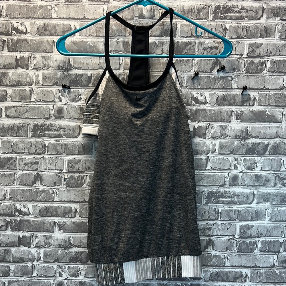 Nike Gray and Black Women's Top